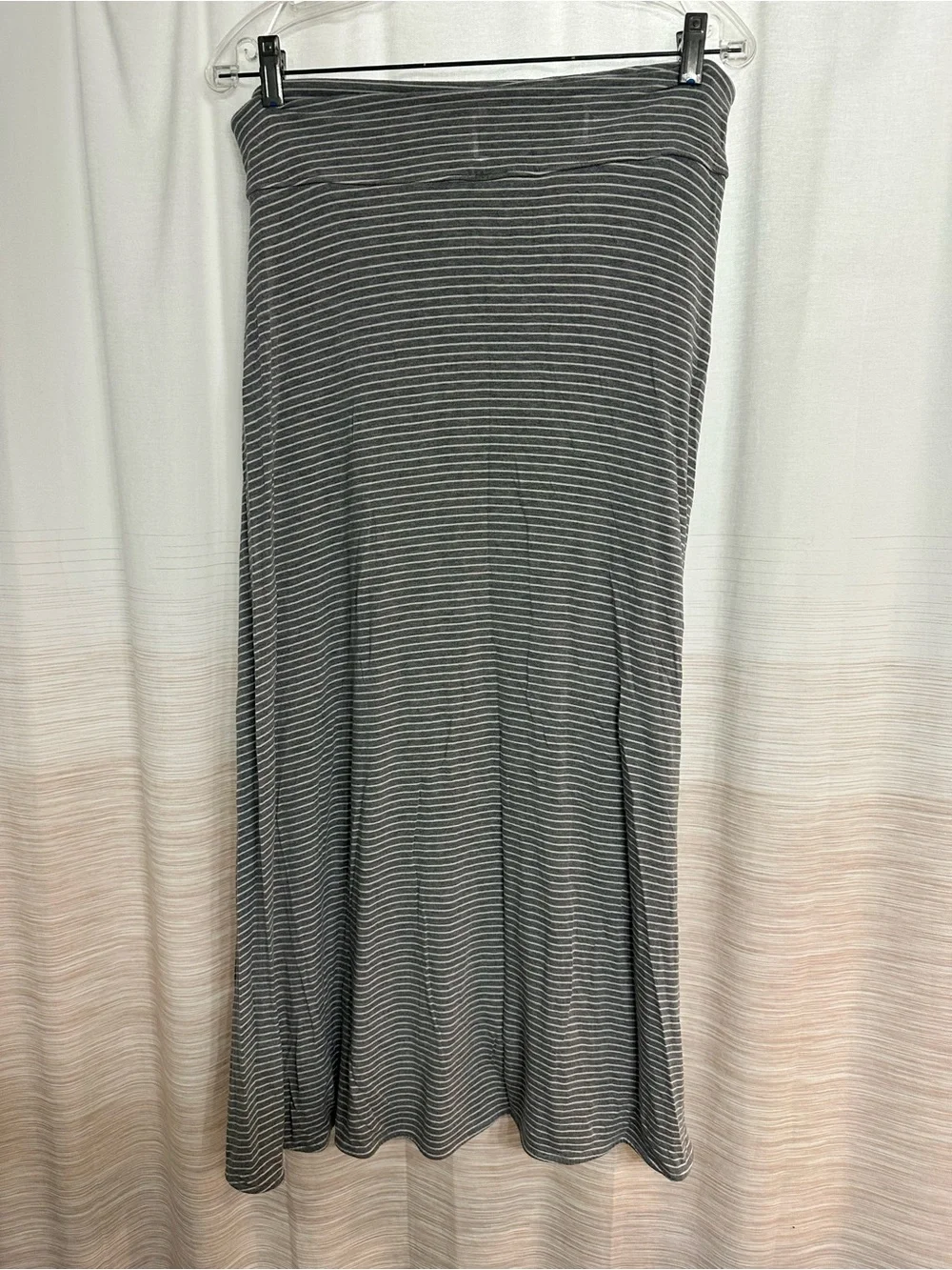 GAP Gray Striped Wrap Midi Skirt with Tie Size L